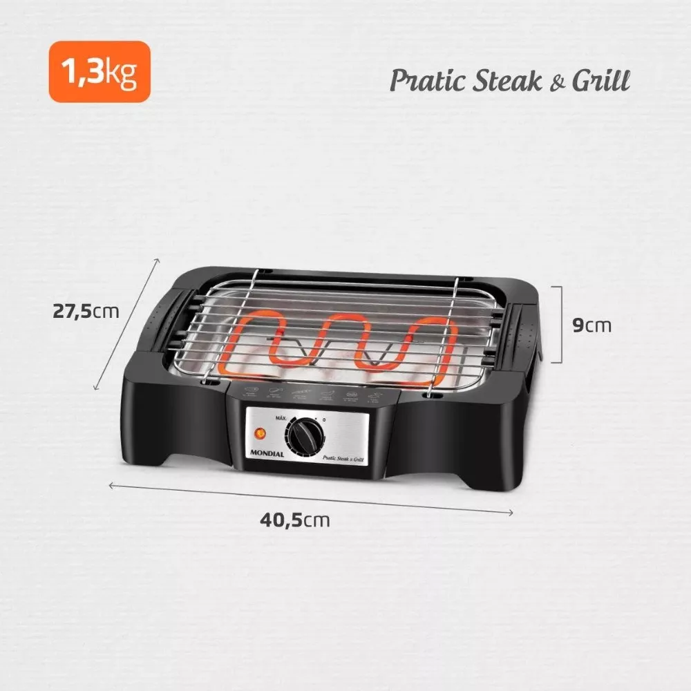 Image 2 of 3 of Churrasqueira Elétrica Mondial Pratc Steak e Grill CH-07