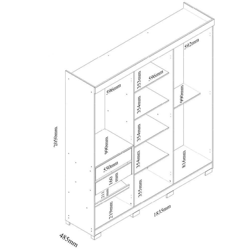 Guarda Roupa Casal 6 Portas 2 Gavetas com Pés Império Gelius