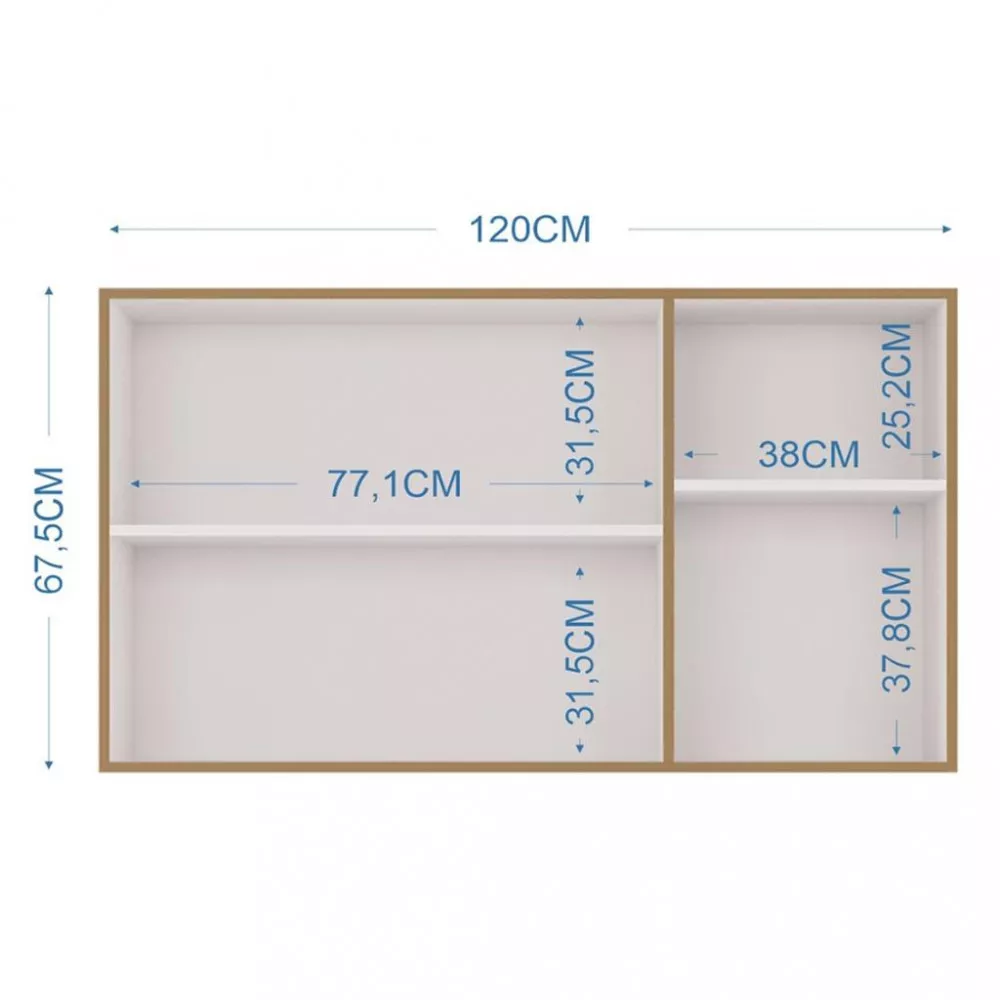 Armário Aereo 3 Portas 120cm Perola Poquema