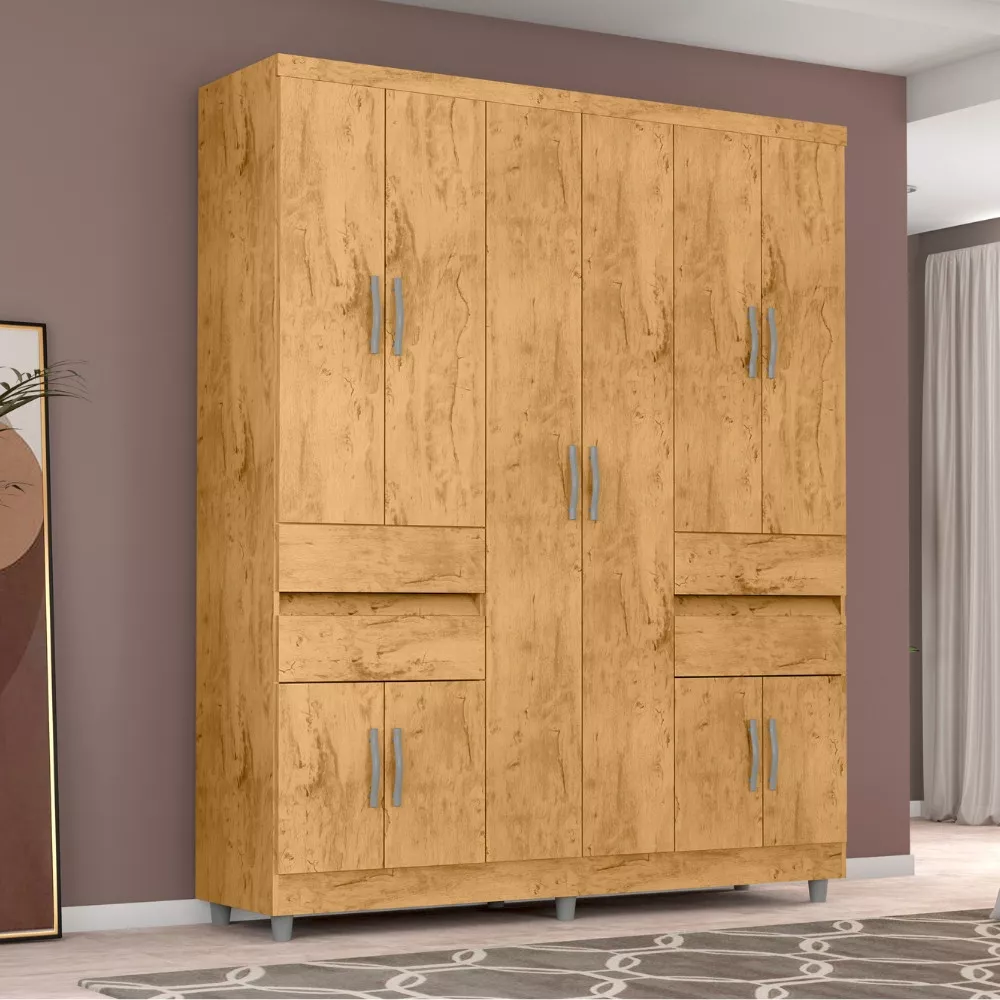 Guarda Roupa Casal Com Pés 10 Portas 4 Gavetas 2230 Araplac