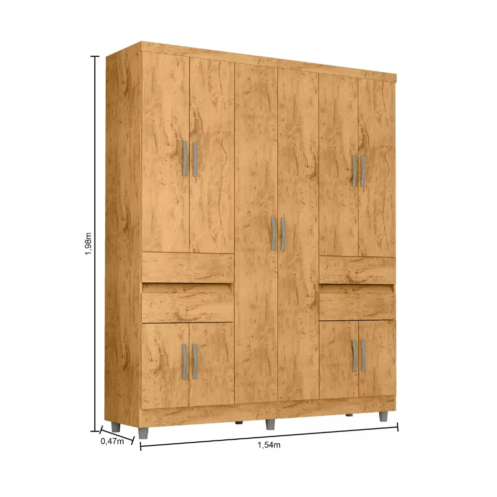 Guarda Roupa Casal Com Pés 10 Portas 4 Gavetas 2230 Araplac