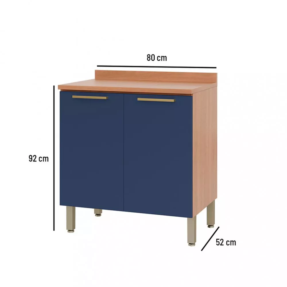 Balcão 2 Portas 80cm com Tampo Sálvia Telasul