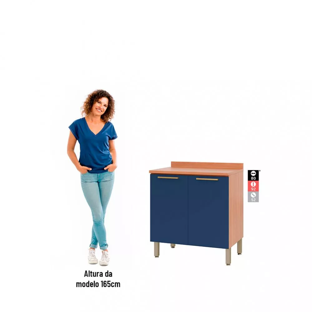 Balcão 2 Portas 80cm com Tampo Sálvia Telasul