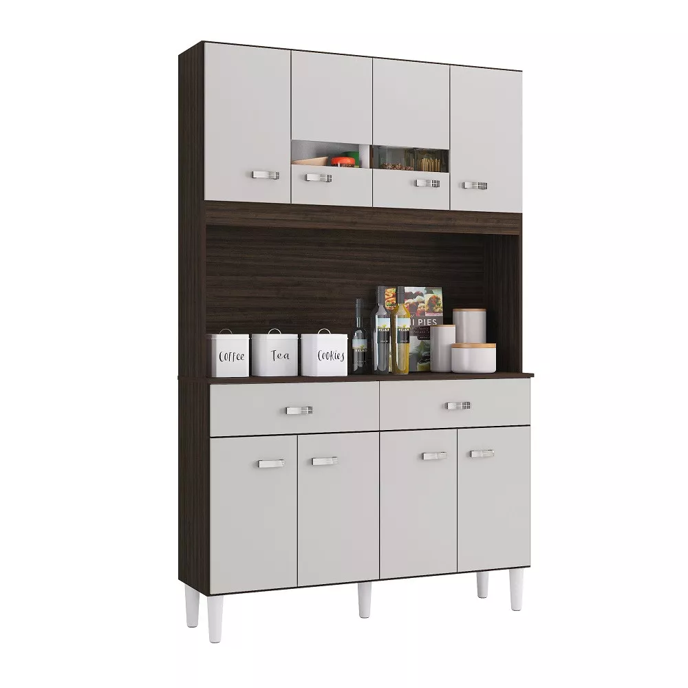 Cozinha Compacta 8 Portas 2 Gavetas Kit Manu Poquema