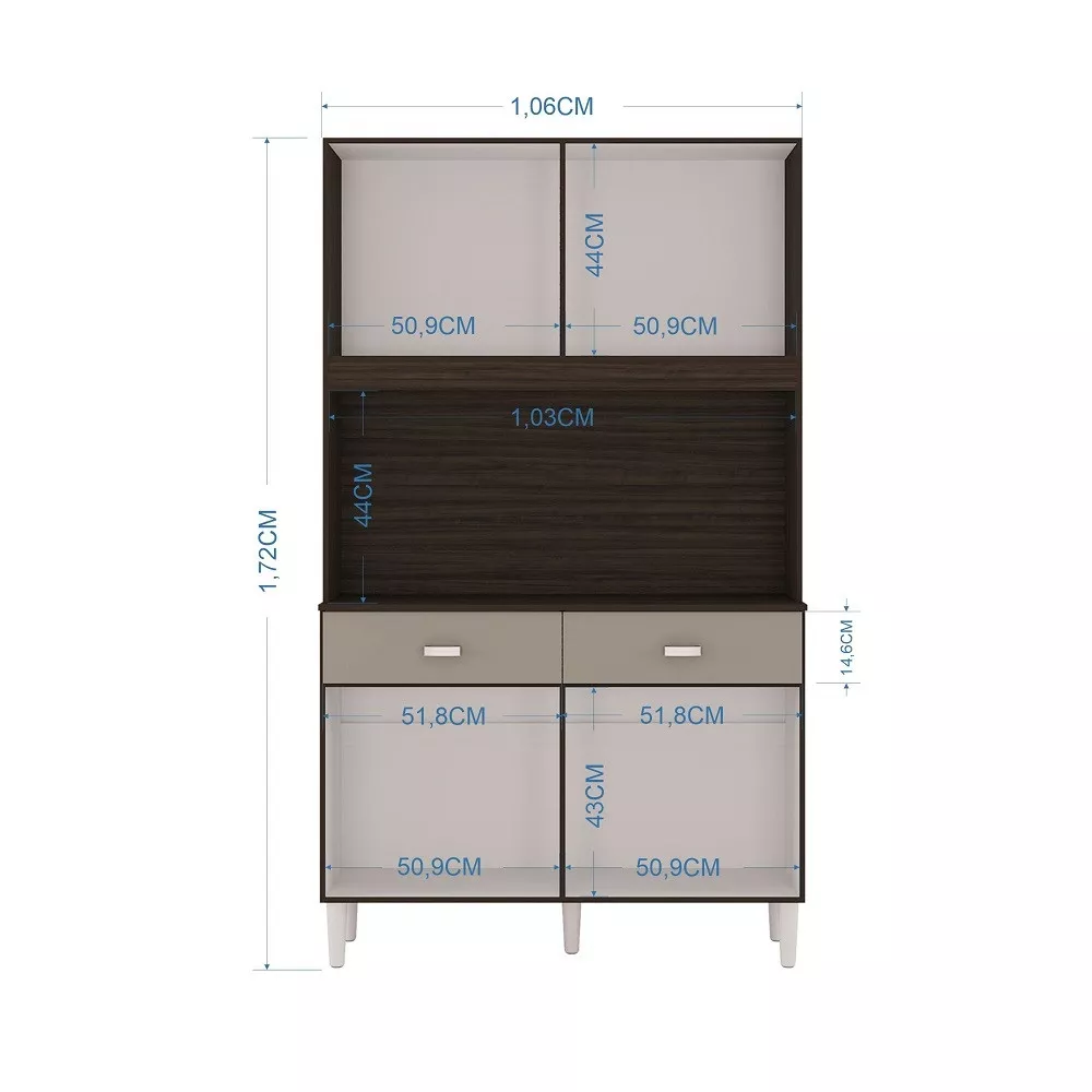 Cozinha Compacta 8 Portas 2 Gavetas Kit Manu Poquema