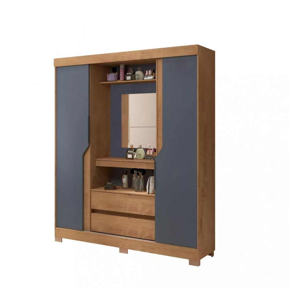 Guarda Roupa Casal com espelho 2 Portas 2 Gavetas Belém Atualle