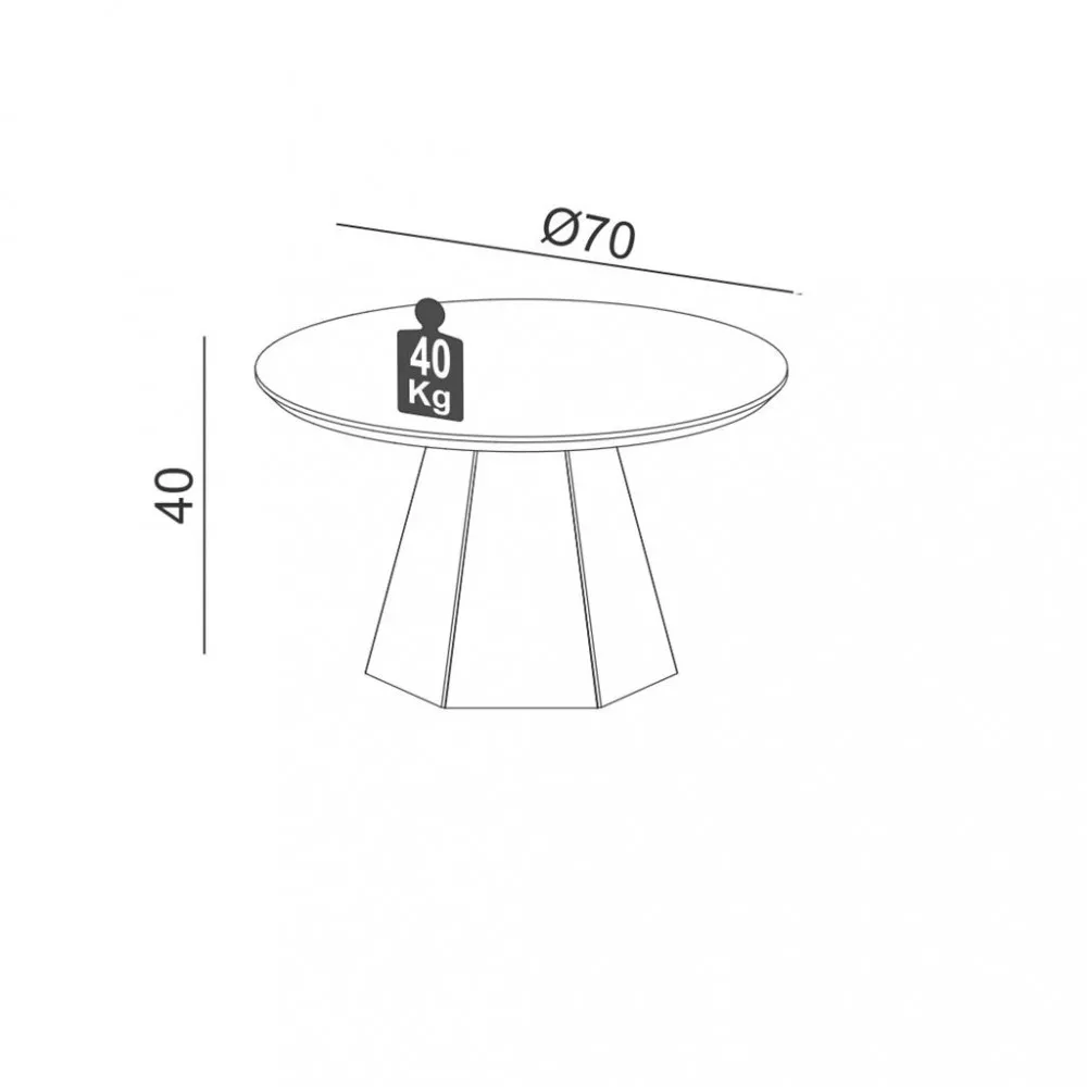 Mesa de Centro Base Hexagonal MDF 70cm Dalla Costa