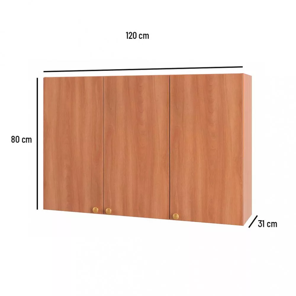 Armário Aéreo 3 Portas 120cm Sálvia Telasul