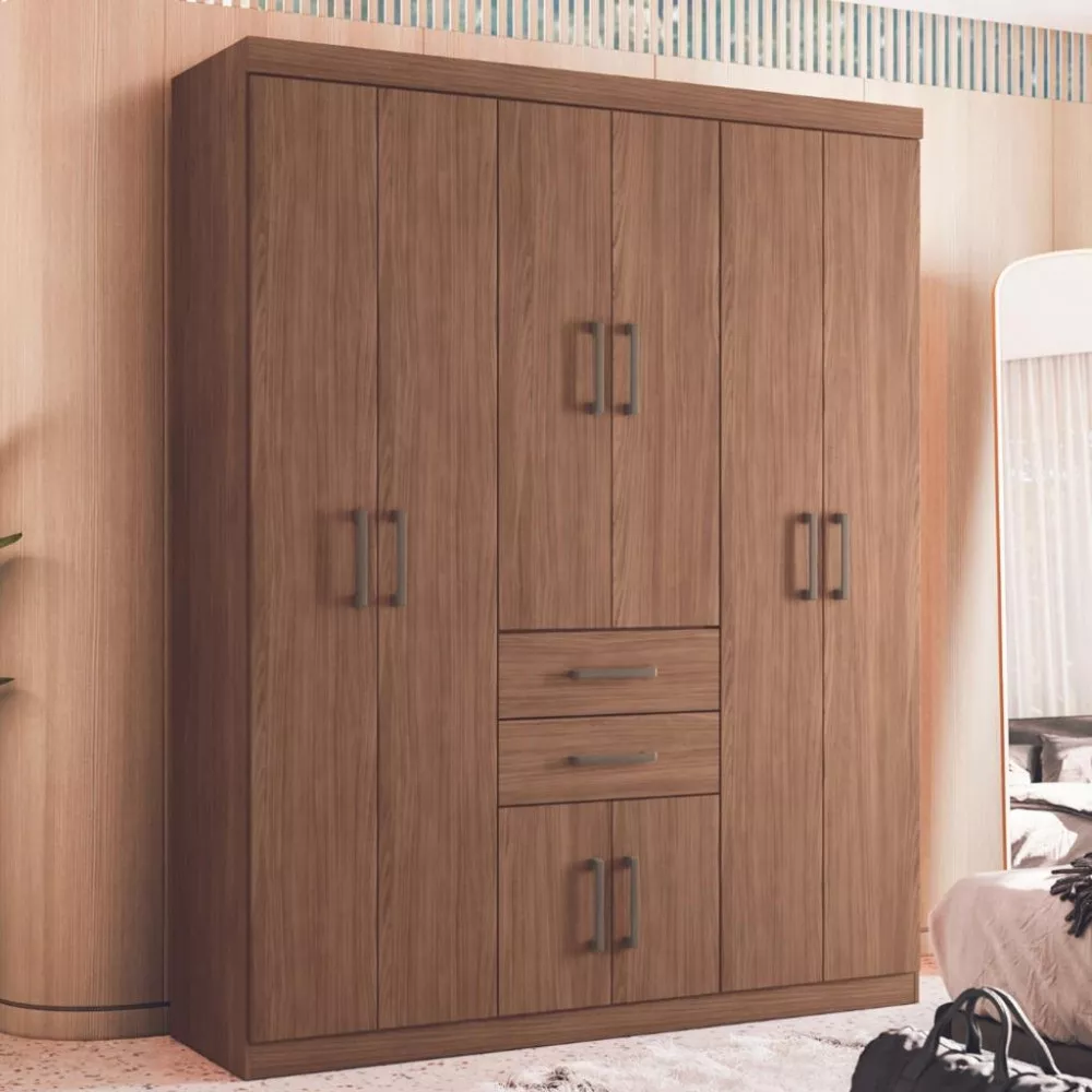 Guarda Roupa Casal 8 Portas 2 Gavetas Verona Santos Andira