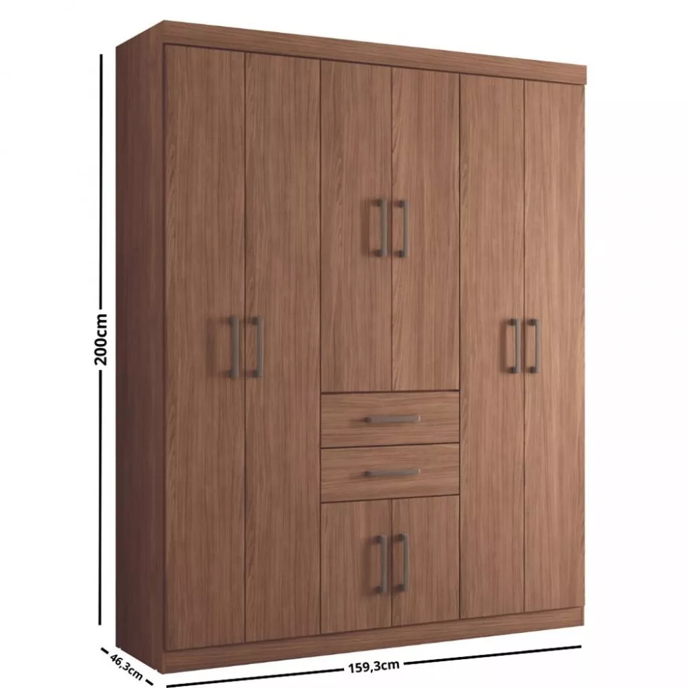 Guarda Roupa Casal 8 Portas 2 Gavetas Verona Santos Andira