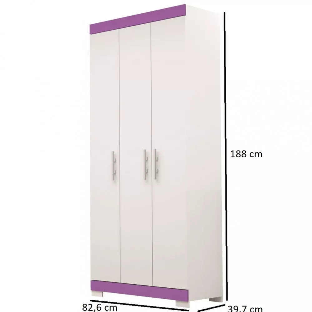 Image 3 of 5 of Guarda Roupas Solteiro 3 Portas 2 Gavetas Flex Lana ACP