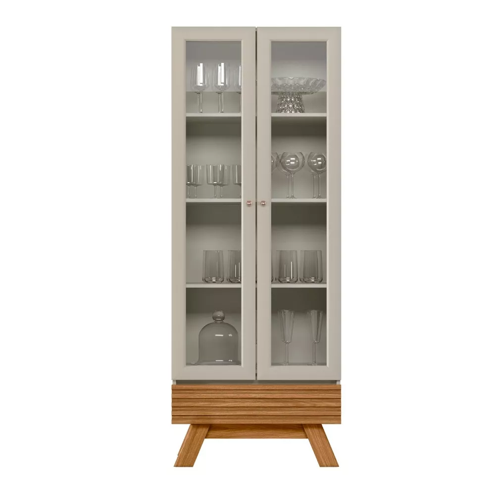 Cristaleira Retrô 2 Portas Marsala Linea Brasil