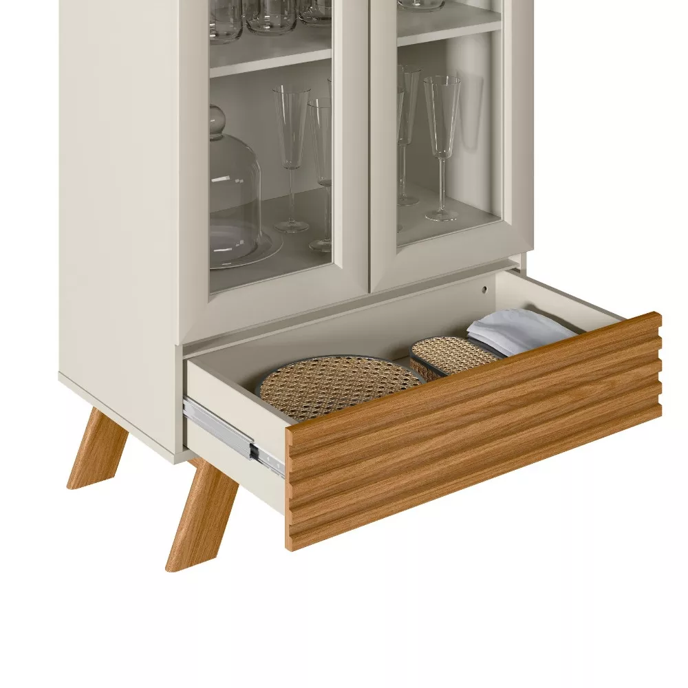 Cristaleira Retrô 2 Portas Marsala Linea Brasil