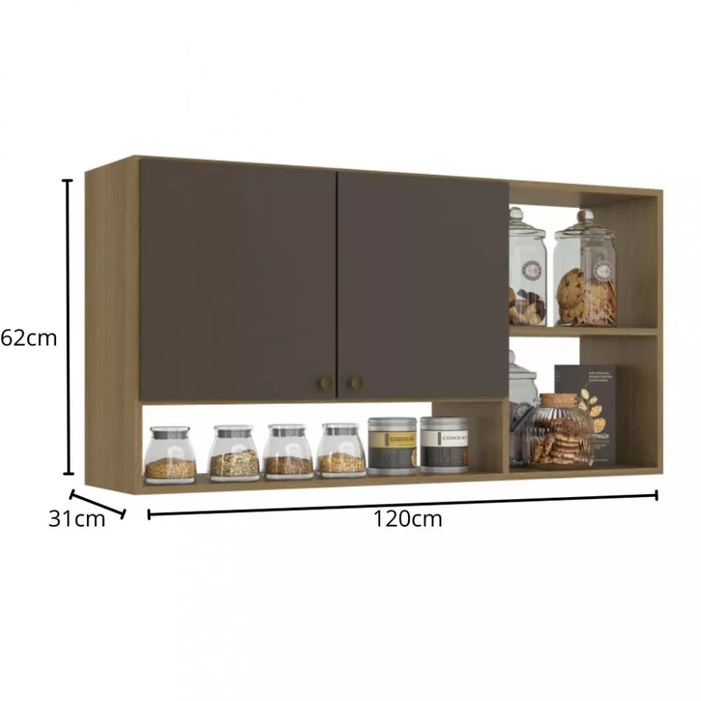 Armário Aéreo 2 Portas 120cm Magnolia THB