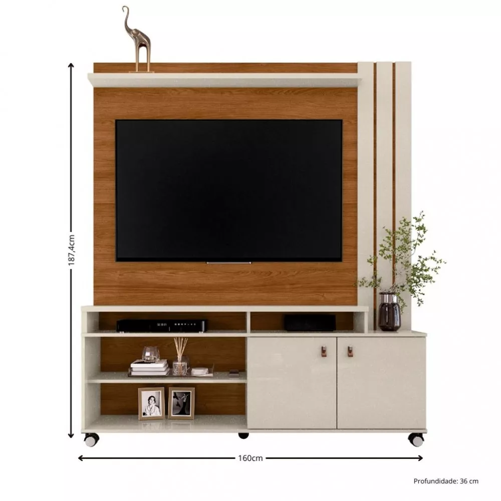 Estante Home para TV até 70 Polegadas 2 Portas com Rodízios Nevada Mobler