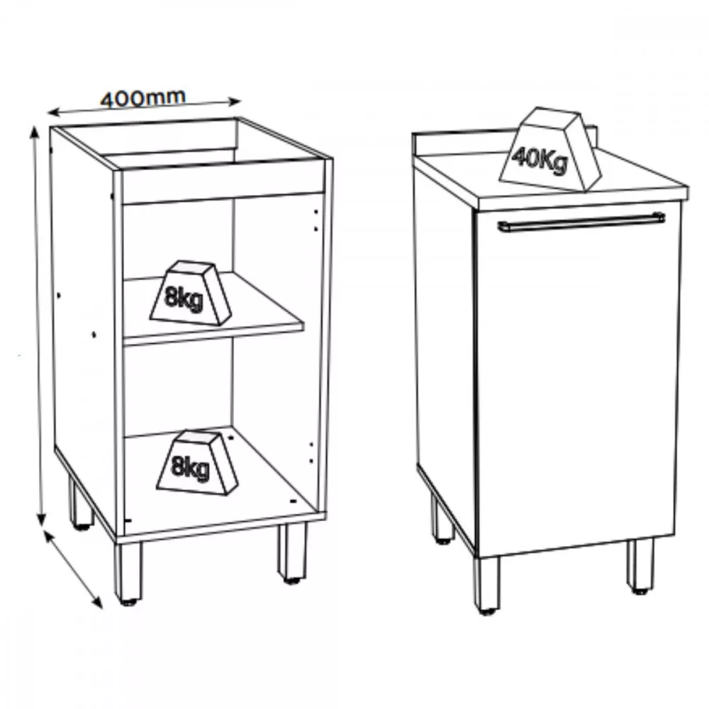 Balcão 1 Porta 40cm Requinte Henn