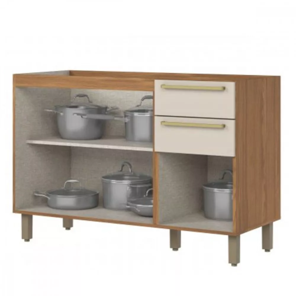 Balcão Pia 3 Portas 2 Gavetas 1.20 Requinte Henn