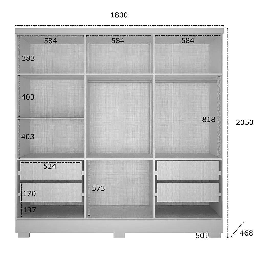 Closet Diamante em MDP 4 Gavetas e 7 Prateleiras Clic Móveis