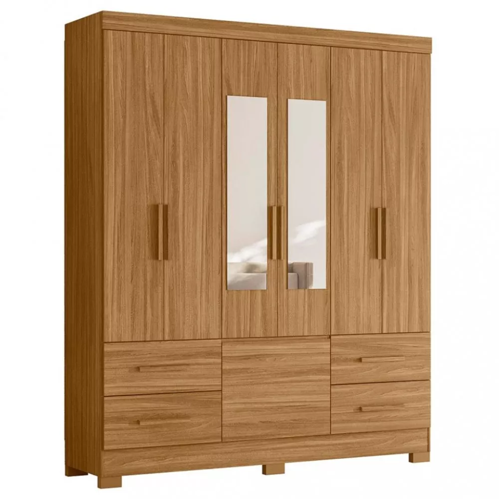 Guarda Roupa Casal 7 Portas 4 Gavetas Com Espelho Londres Moval