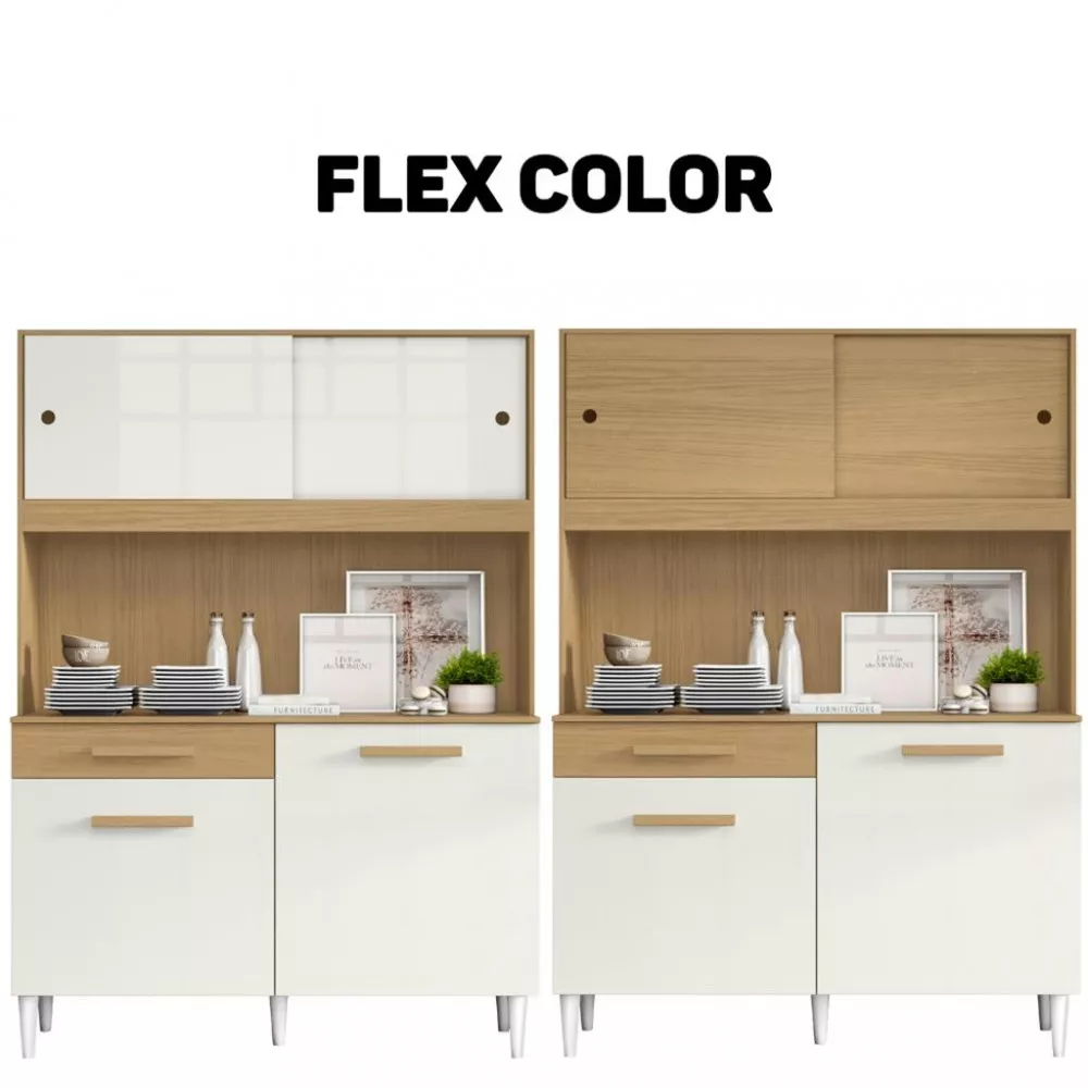 Cozinha Compacta 4 Portas 1 Gaveta Flex Color 4308 Aramóveis