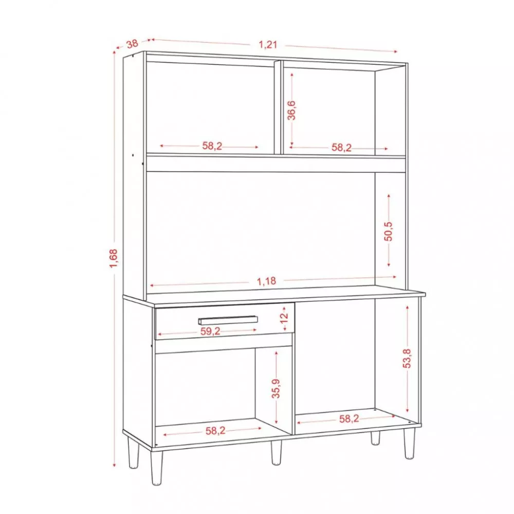 Cozinha Compacta 4 Portas 1 Gaveta Flex Color 4308 Aramóveis