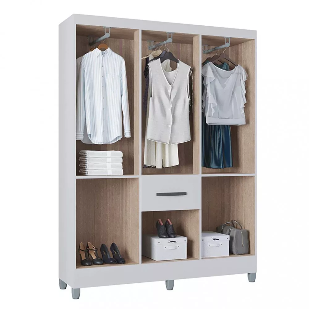 Guarda Roupa Solteiro 7 Portas 1 Gaveta Turin Poquema