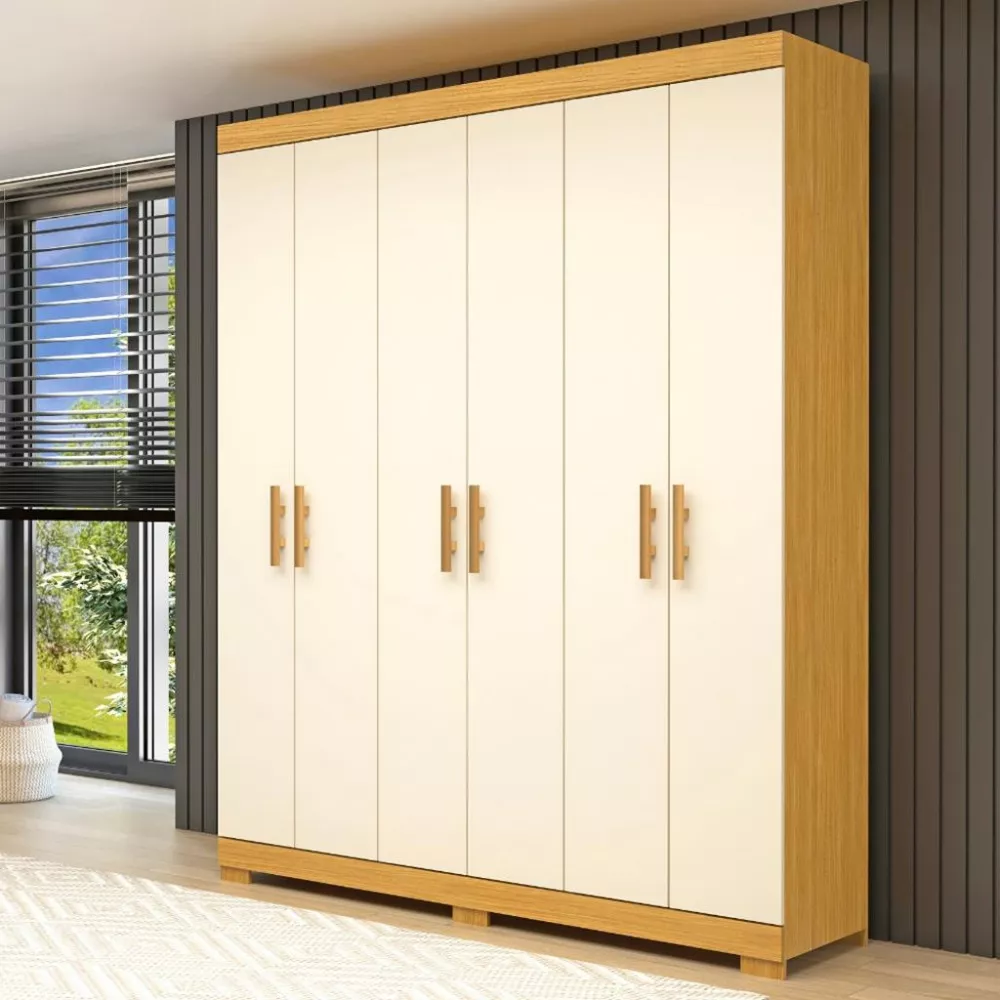 Guarda Roupa Casal com Pés 6 Portas 100 MDF Lana ACP
