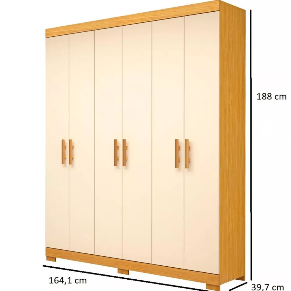 Guarda Roupa Casal com Pés 6 Portas 100 MDF Lana ACP