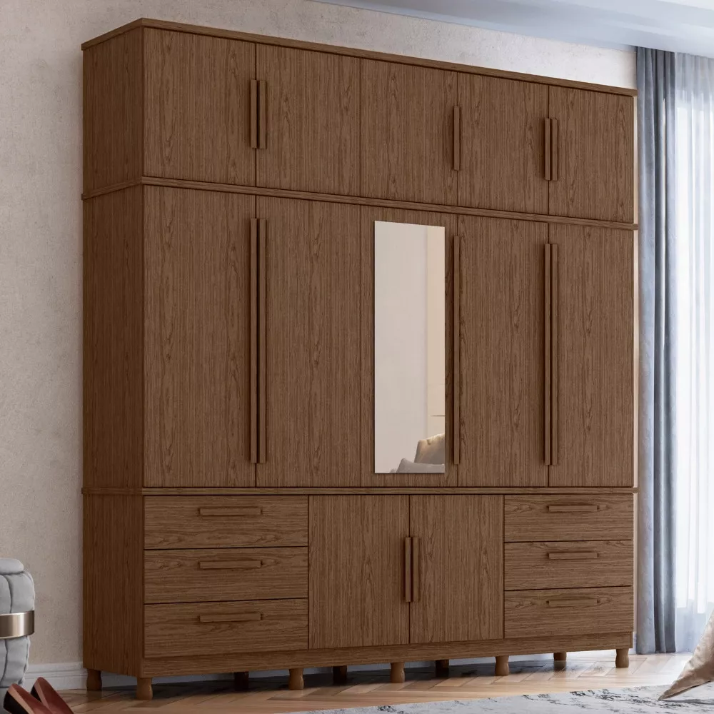 Image 0 of 4 of Guarda Roupa Espelho Casal 12 Portas 6 Gavetas Titan Albatroz
