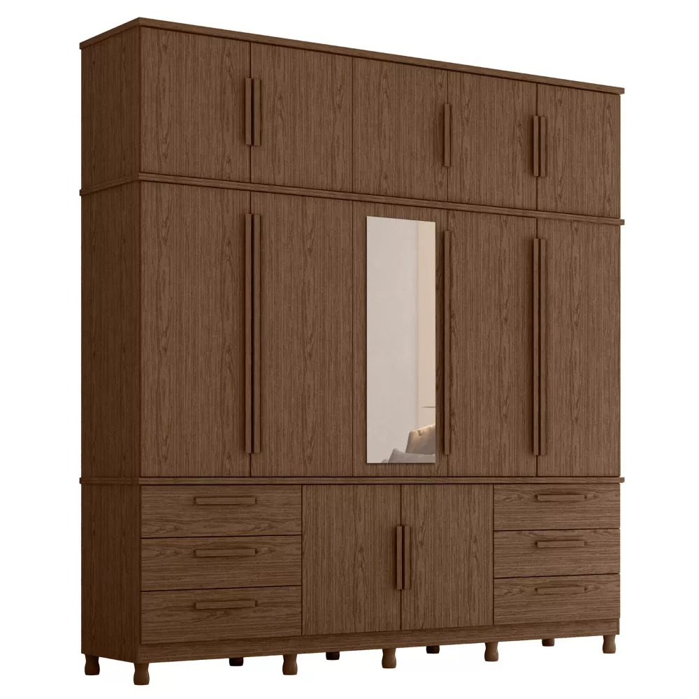 Image 1 of 4 of Guarda Roupa Espelho Casal 12 Portas 6 Gavetas Titan Albatroz