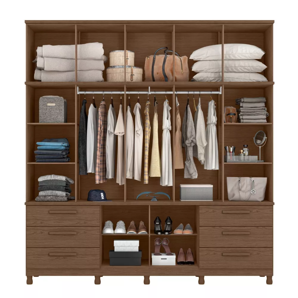 Image 2 of 4 of Guarda Roupa Espelho Casal 12 Portas 6 Gavetas Titan Albatroz