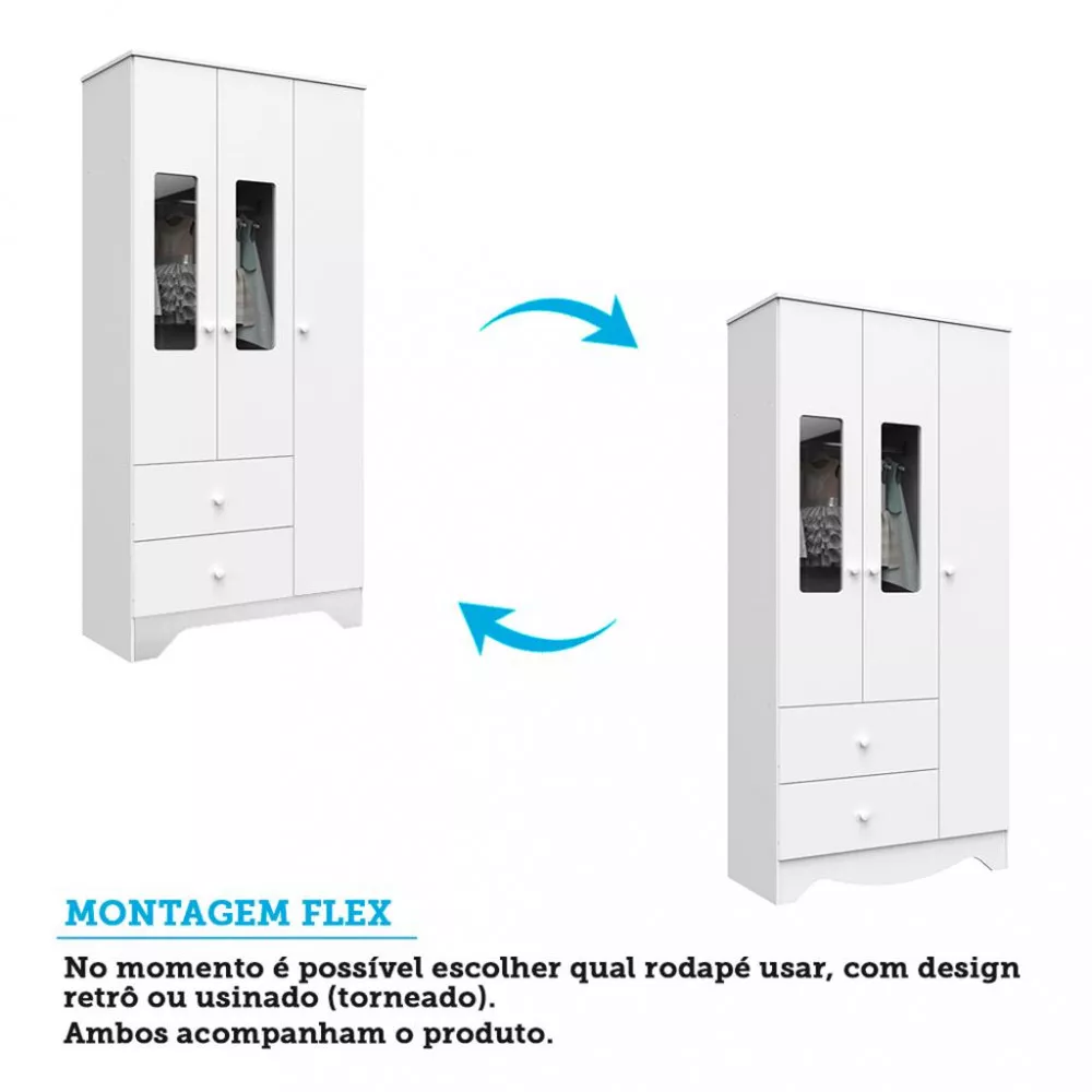 Quarto Infantil Guarda Roupa e Cômoda Ben e Berço Nick Móveis Peroba