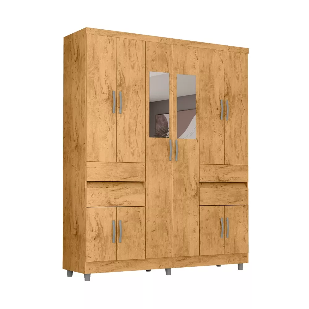 Guarda Roupa Casal com Espelho 10 Portas 4 Gavetas 2230 Araplac