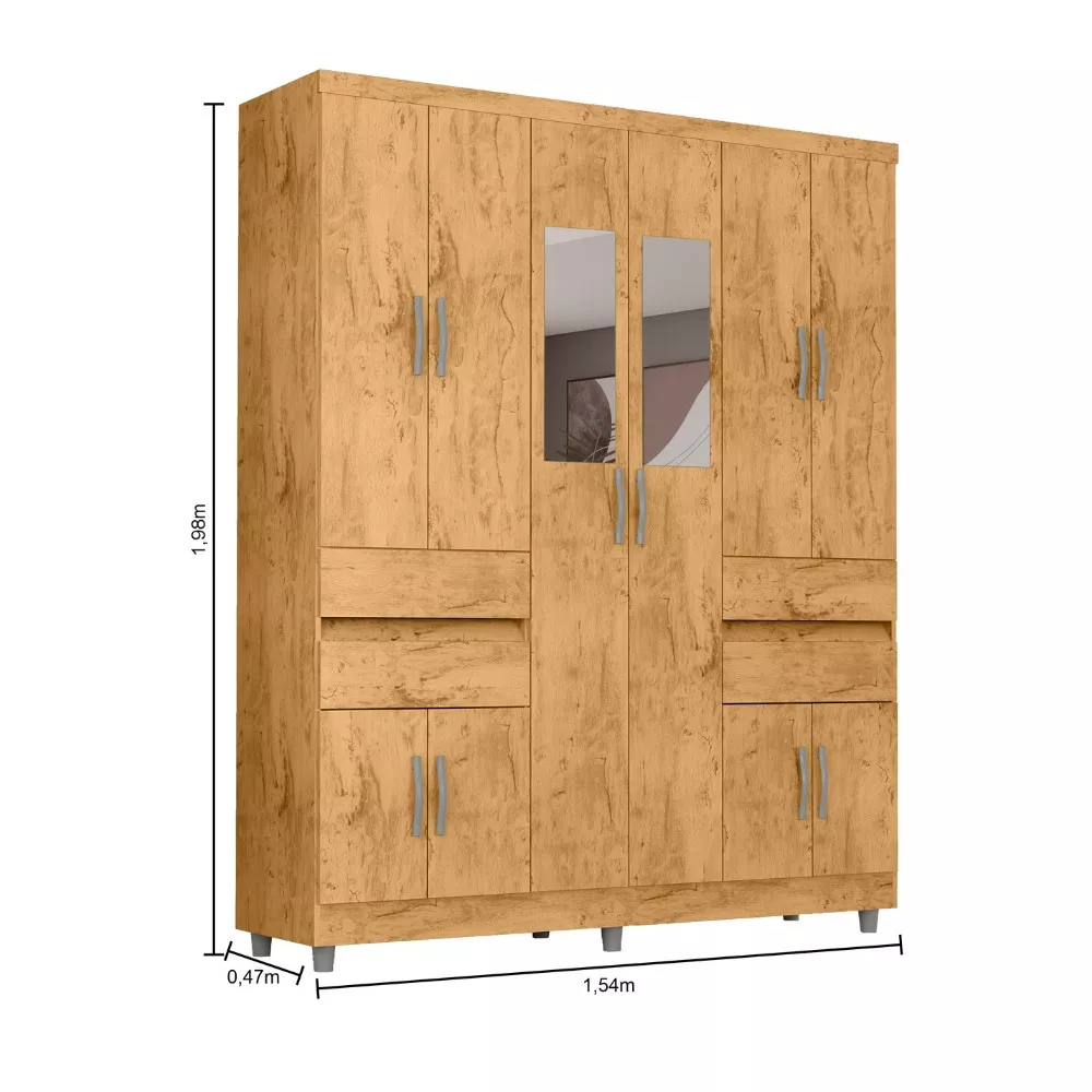 Guarda Roupa Casal com Espelho 10 Portas 4 Gavetas 2230 Araplac