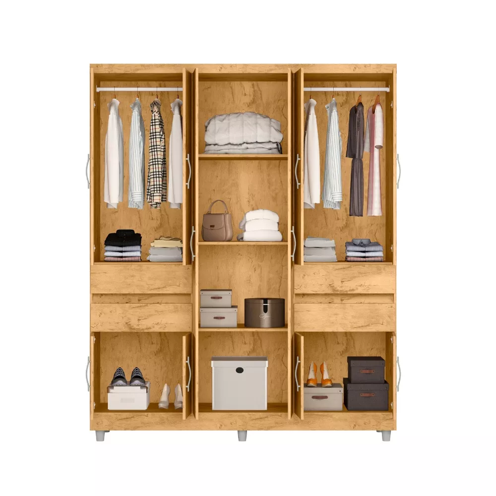 Guarda Roupa Casal com Espelho 10 Portas 4 Gavetas 2230 Araplac