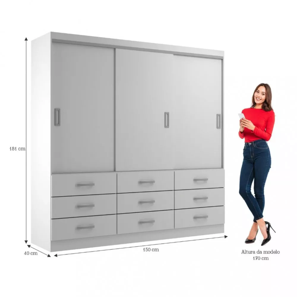 Guarda Roupa Casal 3 Portas 9 Gavetas Isabela Evidencia