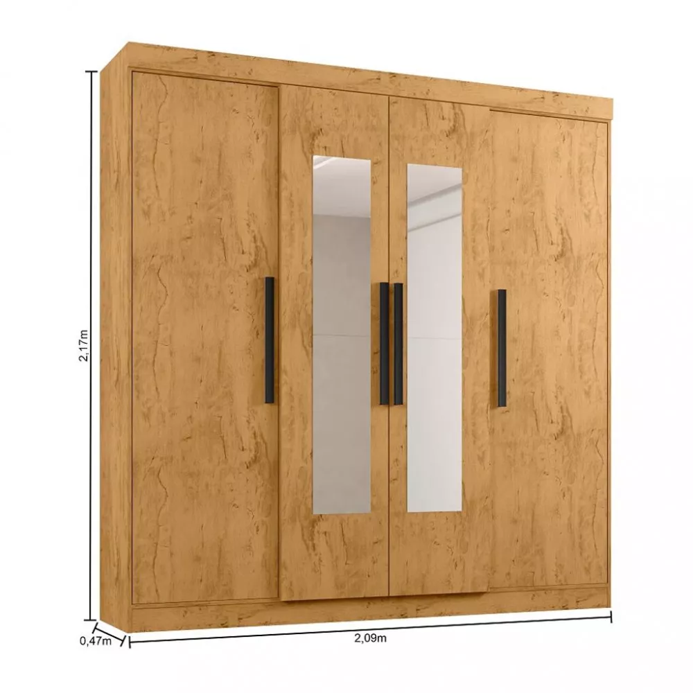 Guarda Roupa Casal Espelho 4 Portas 3 gavetas EB23066 Araplac