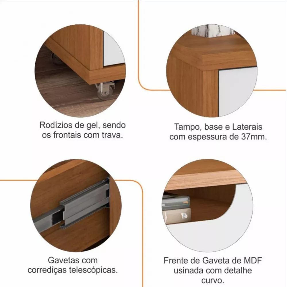 Rack para TV Até 60 Polegadas 2 Portas 1 Gaveta Jersey Casa D