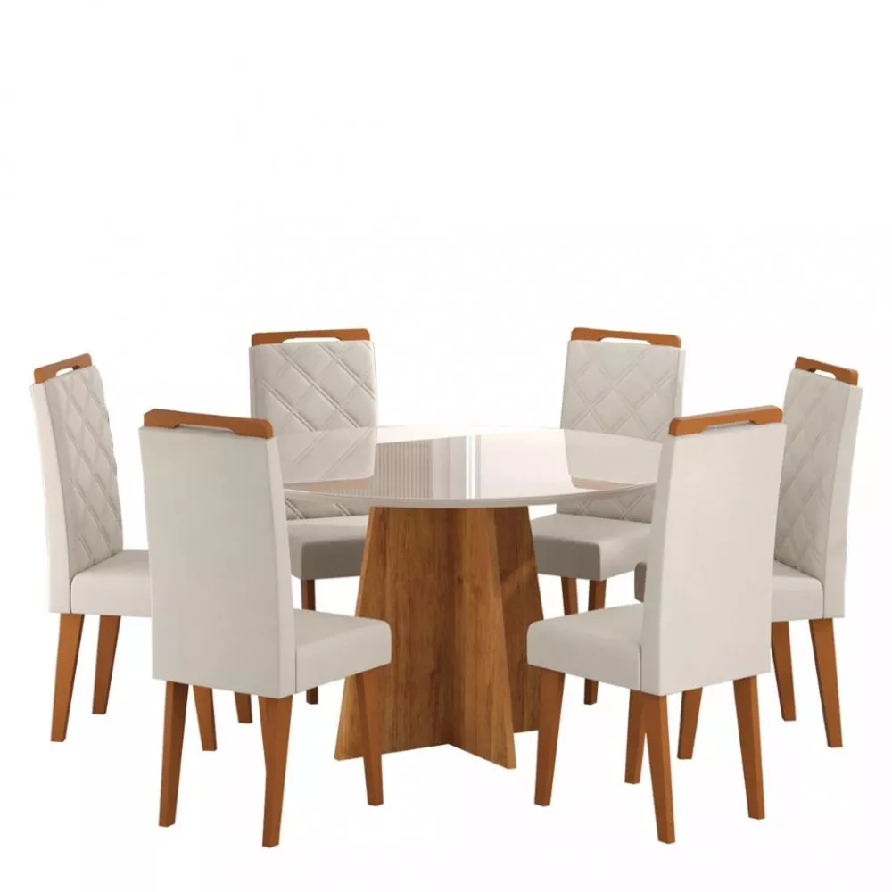 Image 1 of 4 of Conjunto Sala de Jantar Mesa Canadá 6 Cadeiras Rubi Viero