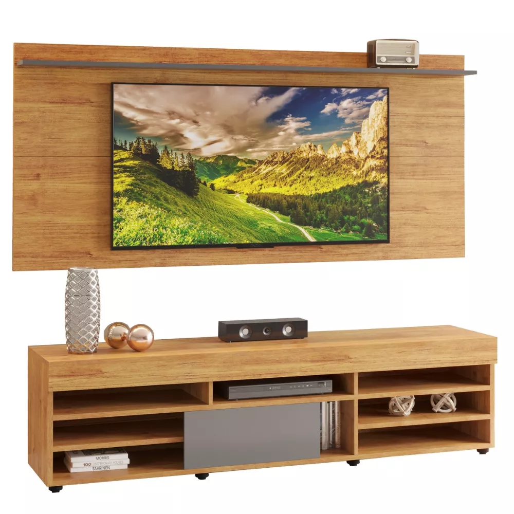 Rack com Painel para TV até 55 Polegadas 1 Porta com Pés Genova Viero