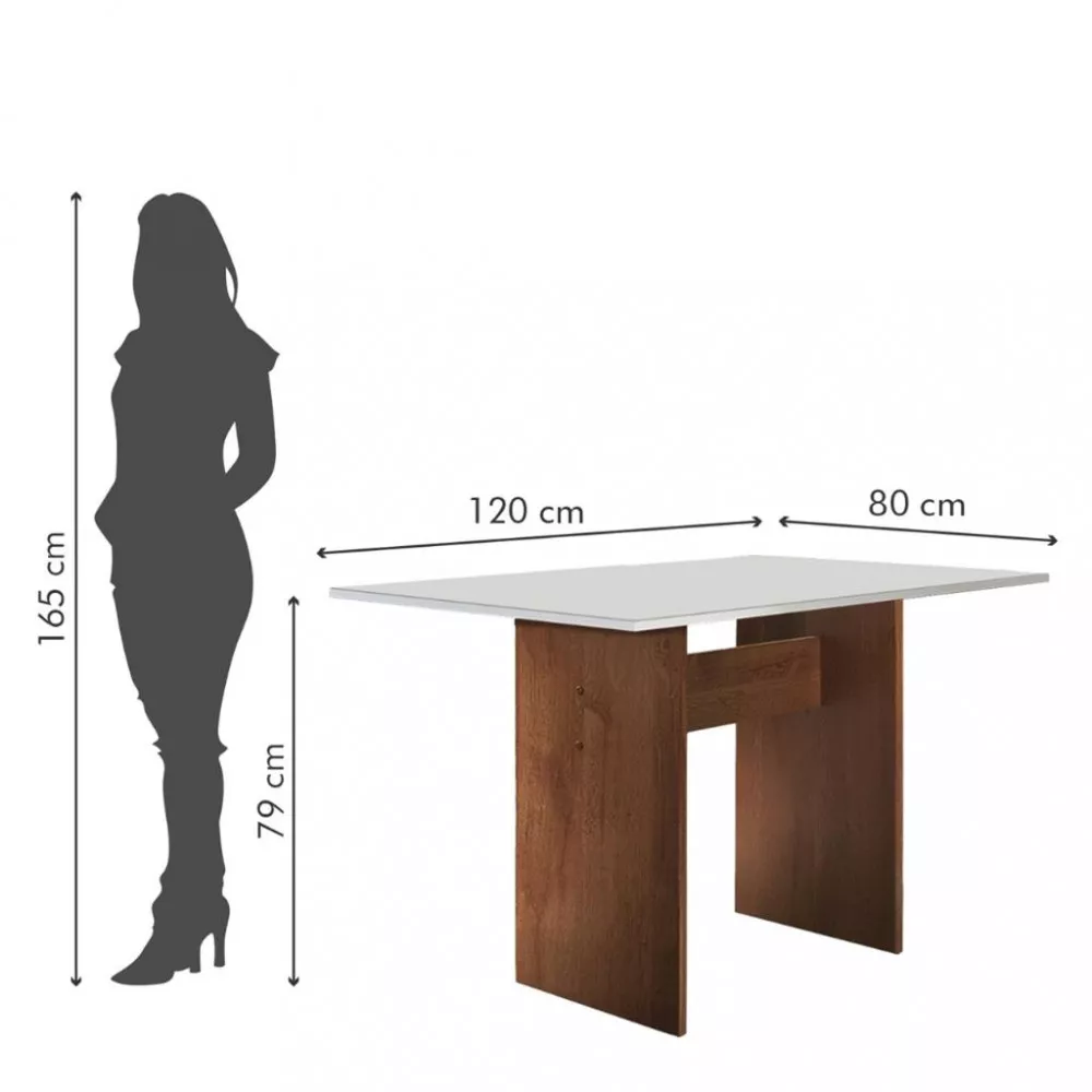 Conjunto Sala de Jantar Mesa 120cm 2 Cadeiras Caroline Cel Móveis