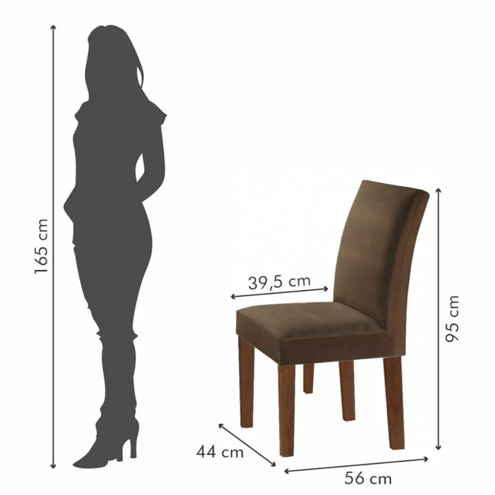 Conjunto Sala de Jantar Mesa 120cm 2 Cadeiras Caroline Cel Móveis