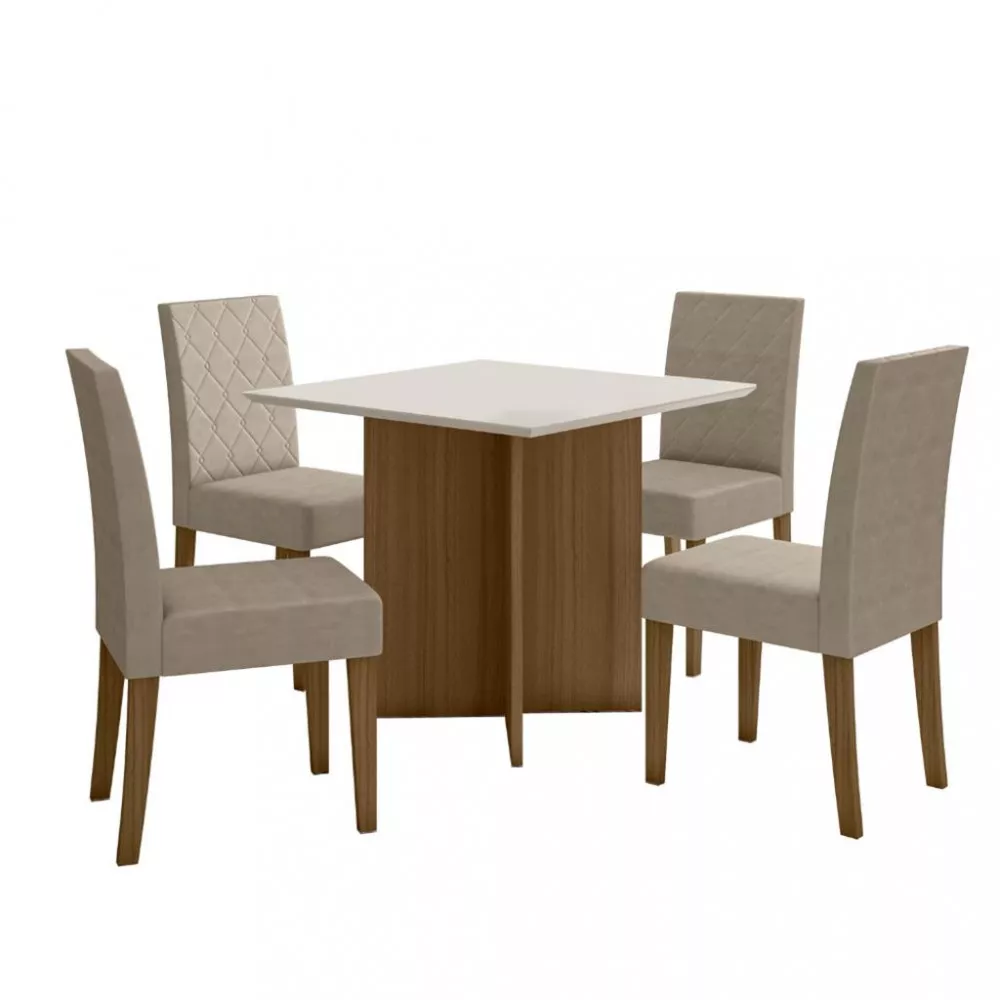 Conjunto Sala de Jantar Helo 90cm com 4 cadeira Jade Poliman