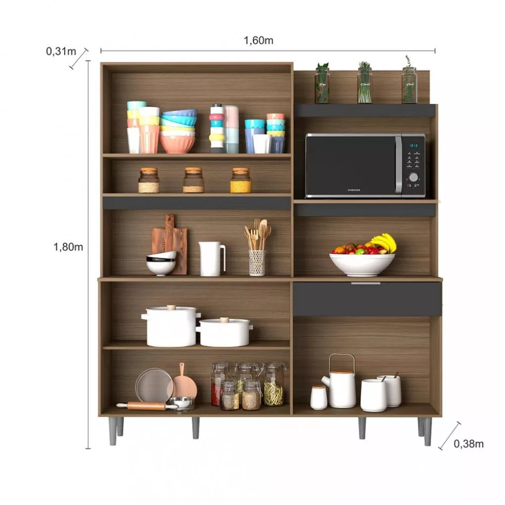 Cozinha Compacta Kit 6 Portas 1 Gaveta Emily Poliman
