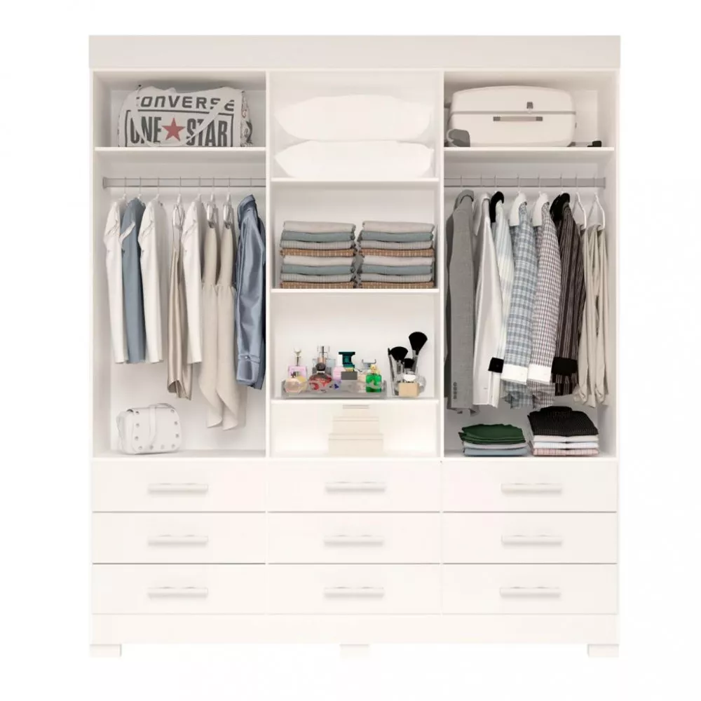 Guarda Roupas Casal 6 Portas 9 Gavetas Com Espelho Debora ACP