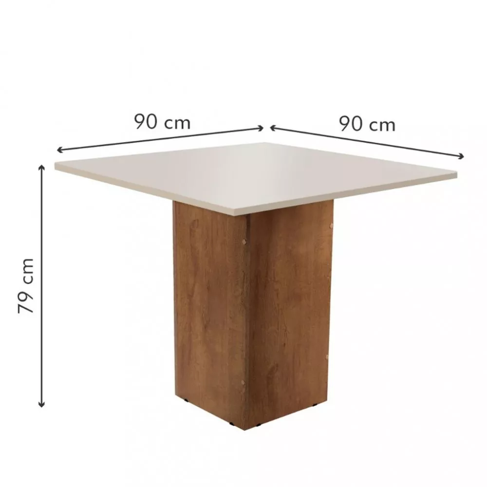 Conjunto Sala de Jantar Mesa 90cm 2 Cadeiras Tampo MDF Luciana Cel Móveis