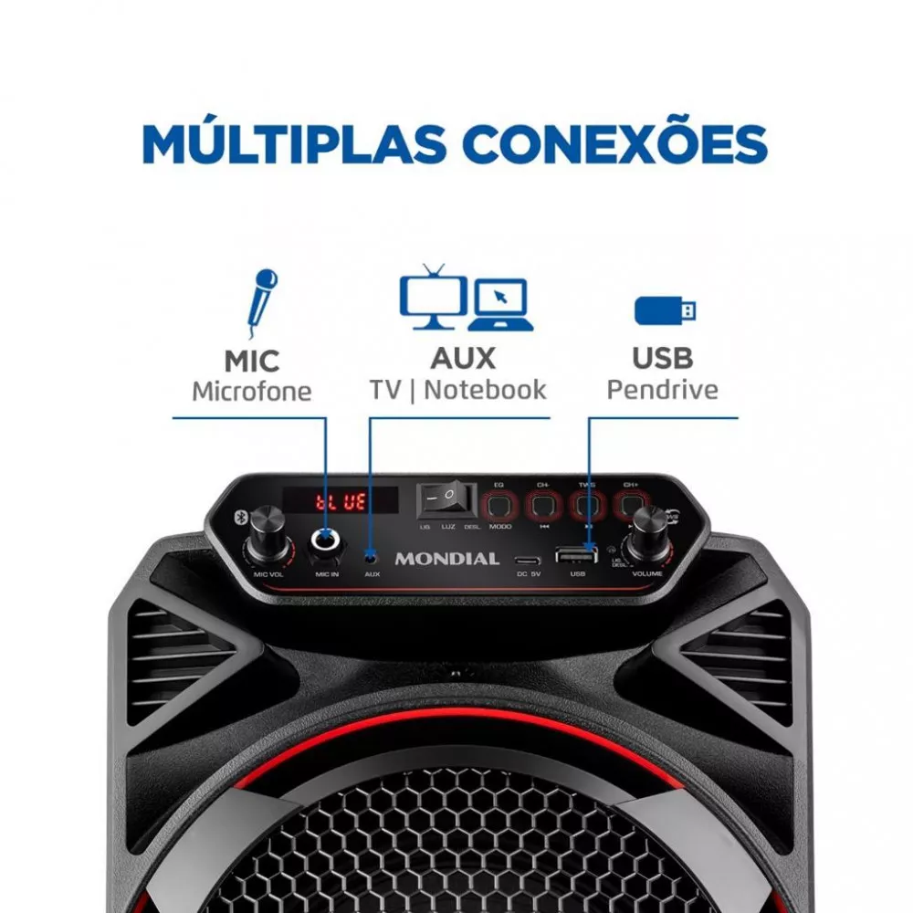 Caixa de Som Mondial CM-150 Amplificada Connect Party Plus