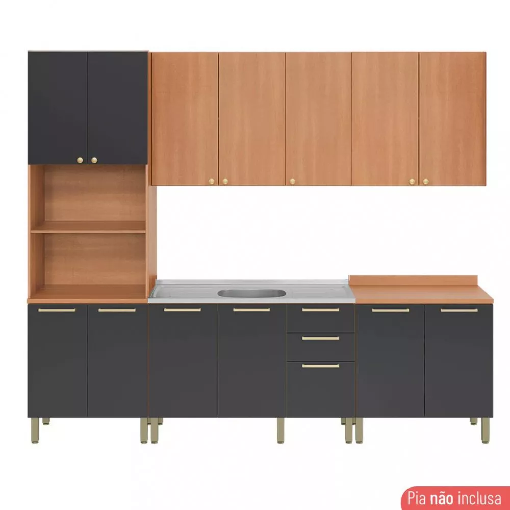 Cozinha Compacta sem Pia 5 Peças Sálvia Telasul
