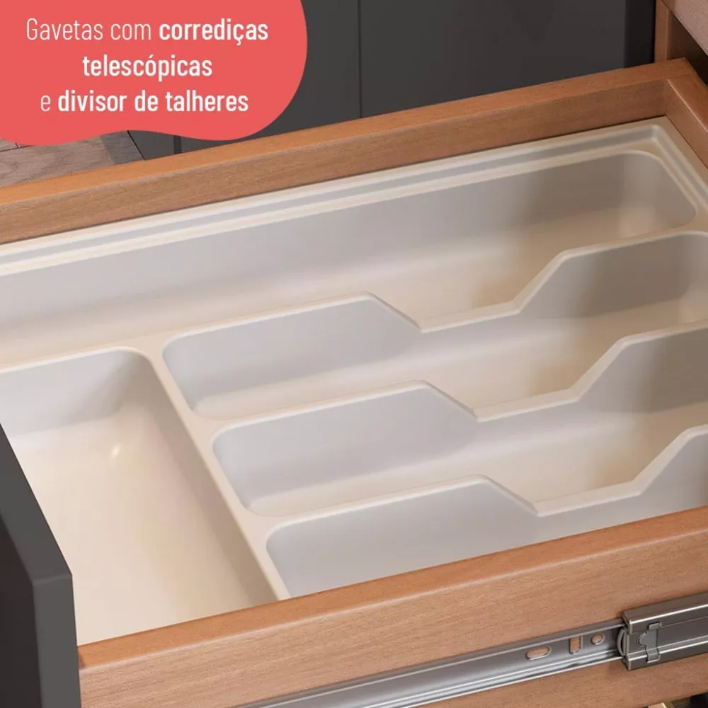 Cozinha Compacta sem Pia 5 Peças Sálvia Telasul