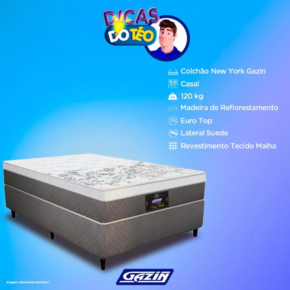Cama Box Casal 138cm Molas Ensacadas New York HF V24 2CEN Gazin